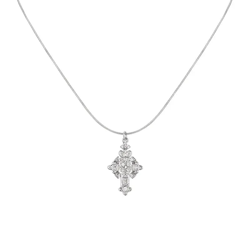 Full Diamond Retro Cross Choker - CHINASQUAD