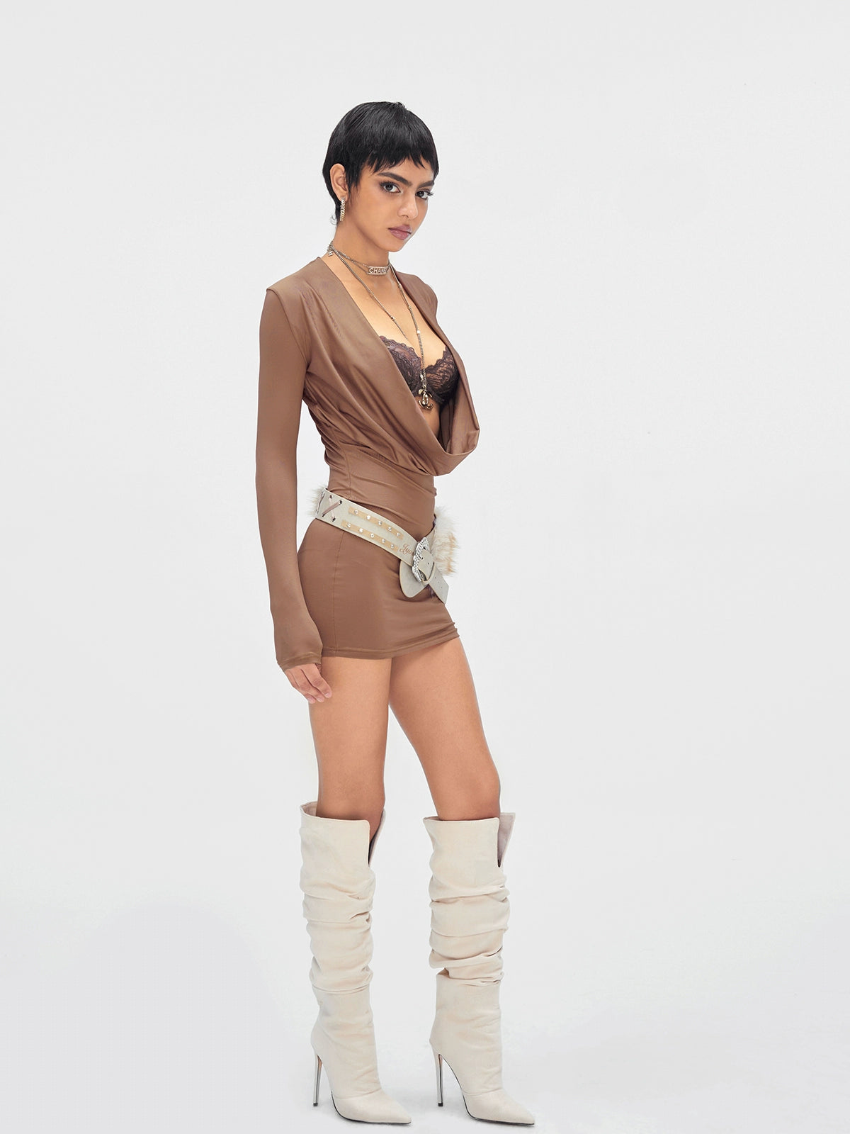 Contour-Fit Long-Sleeve Bodycon Dress