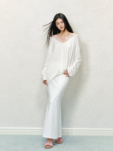 Lace Spliced V-neck Fake Two-Piece T-shirt - CHINASQUAD