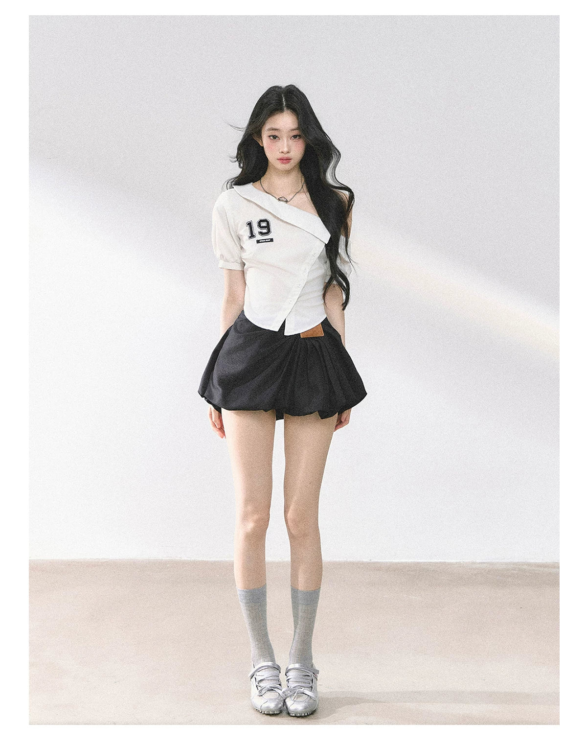 American-Style High-Waist Bubble Mini Skirt