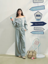 Off-Shoulder Zip-up Sweatshirt & Pants Set - CHINASQUAD