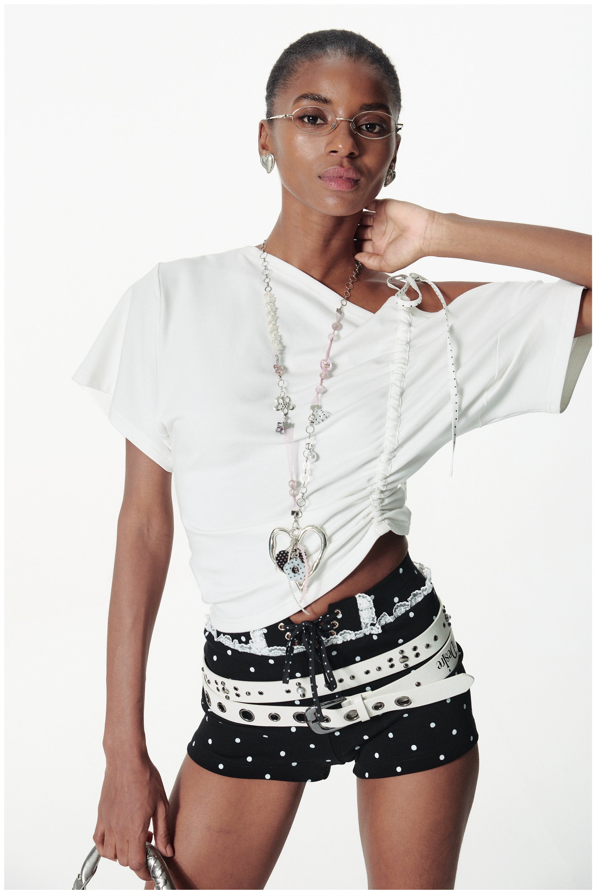 Handmade Ribbon & Bead Heart Charm Necklace - CHINASQUAD