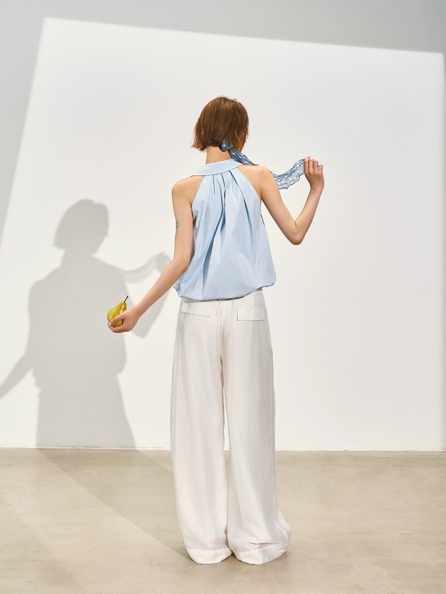 Halter Neck Off-Shoulder Crinkled Sleeveless Top - CHINASQUAD