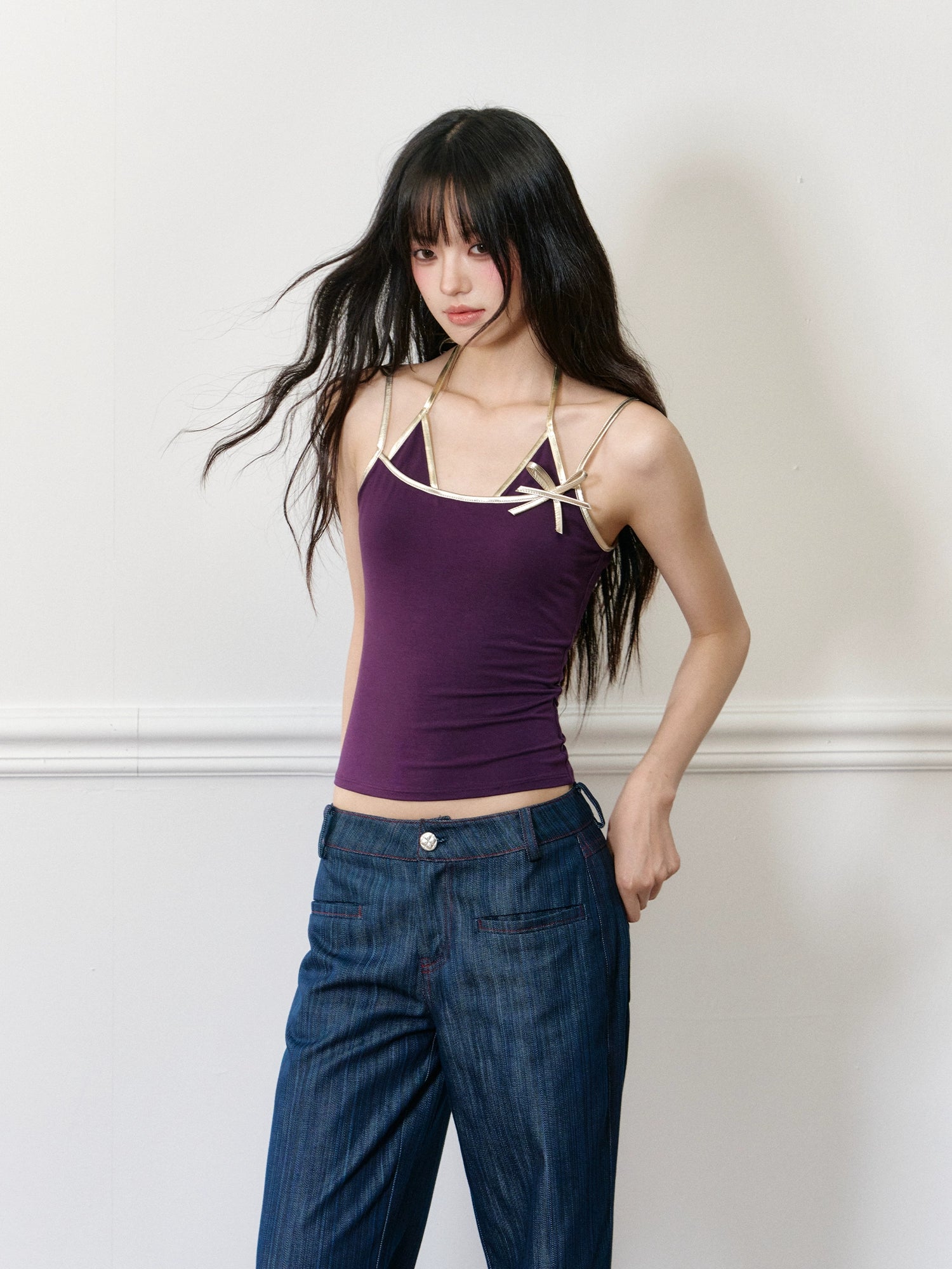 Two-tone Retro Halter Top - CHINASQUAD