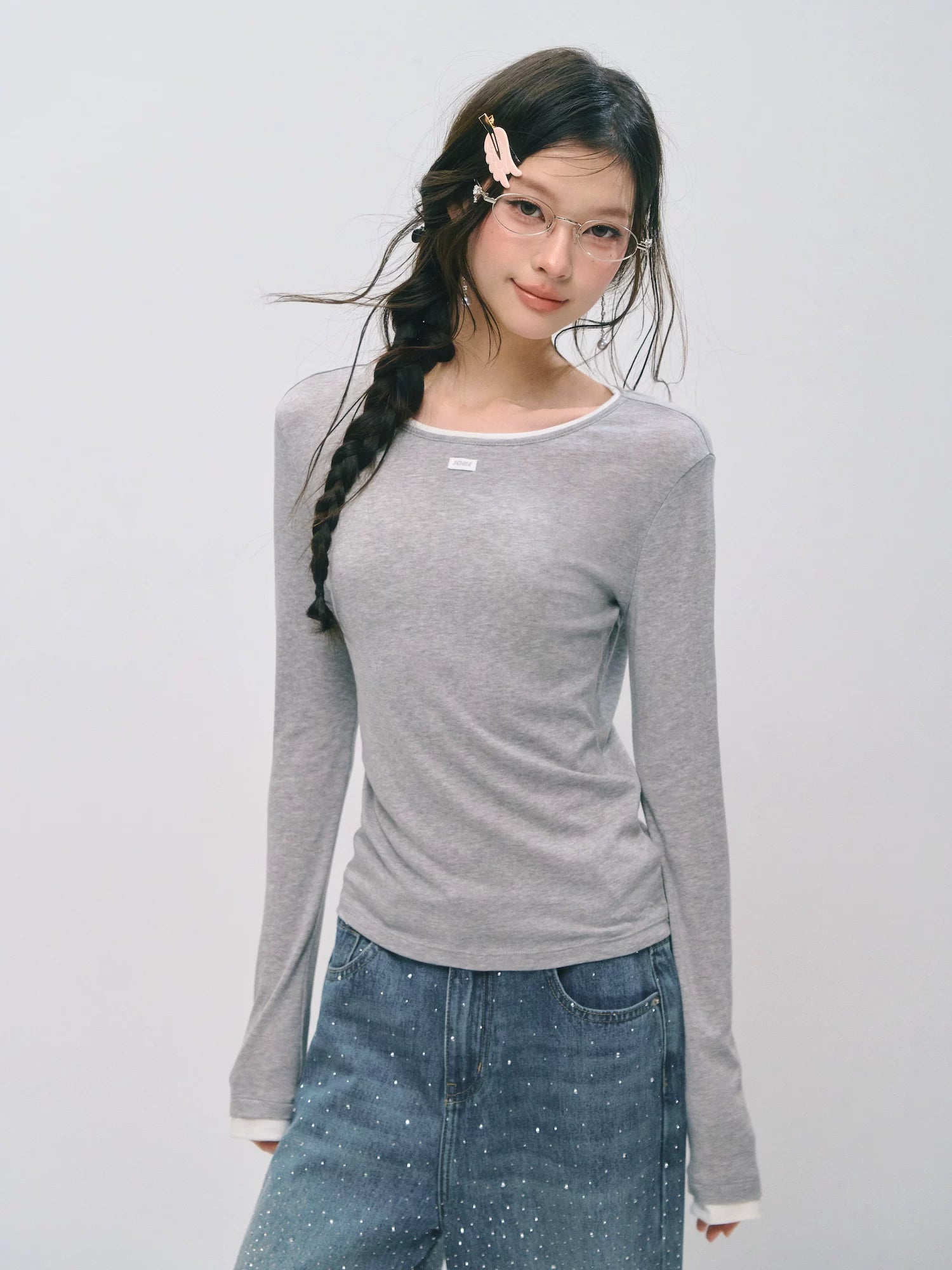 Layered Halter Tank & Long Sleeve Knit Top Set