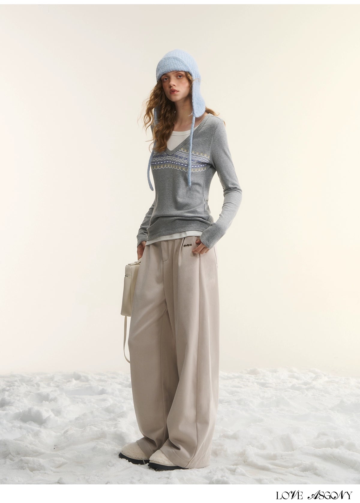 Fleece-Lined Relaxed Belted Trousers