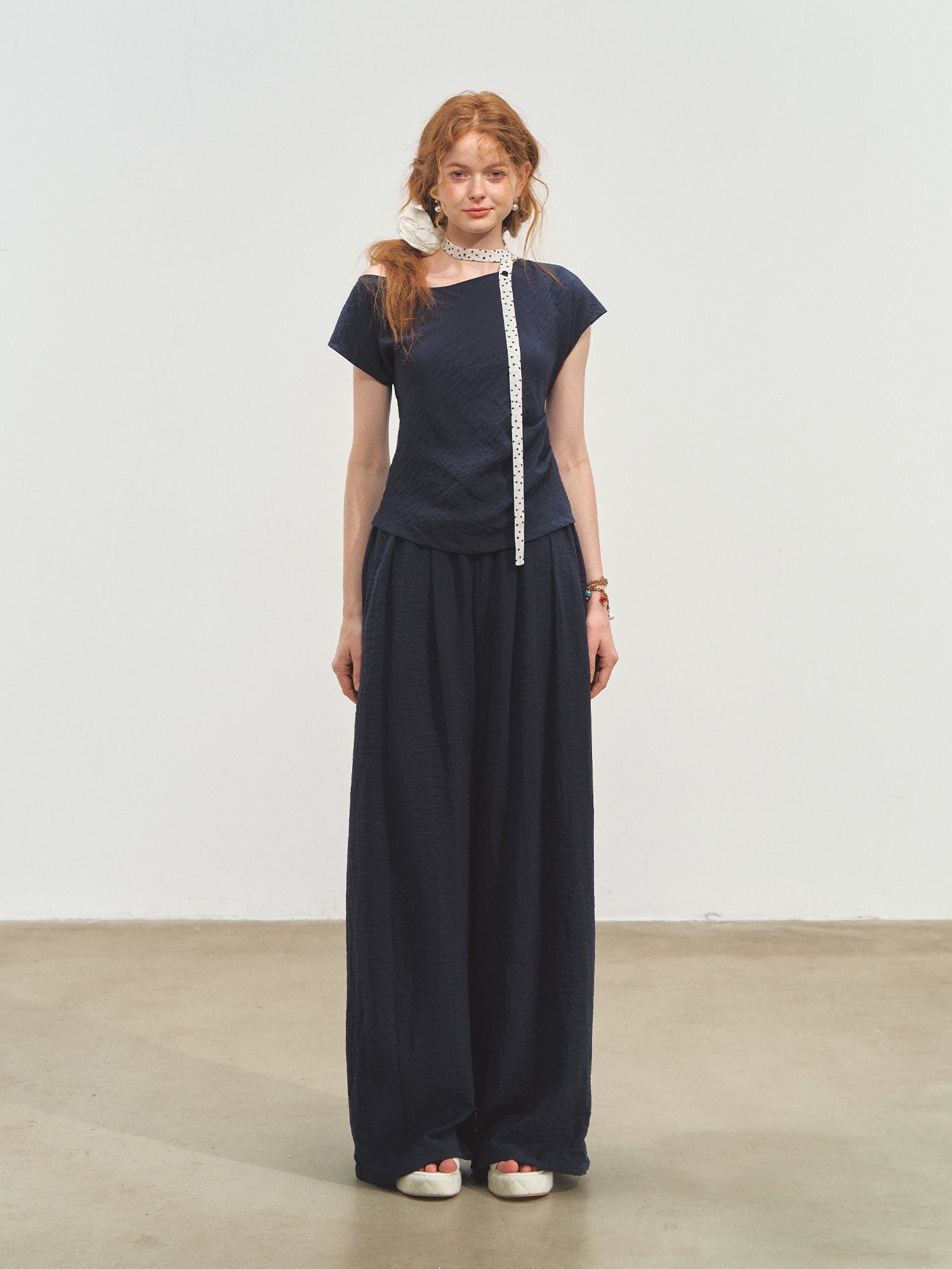 Draped Lazy Asymmetric Shoulder Convertible Top Set - CHINASQUAD