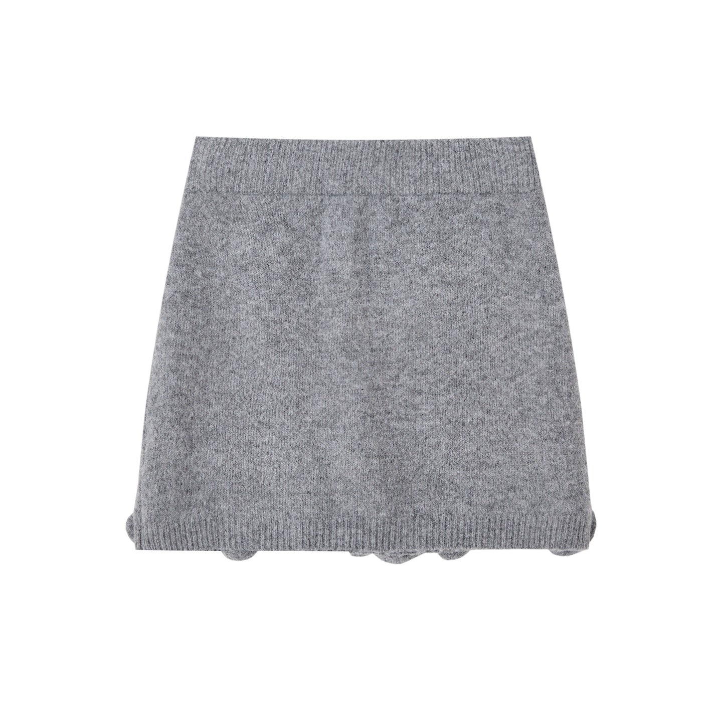 3D Rose V-Neck Knit Sweater & A-Line Knit Skirt Set