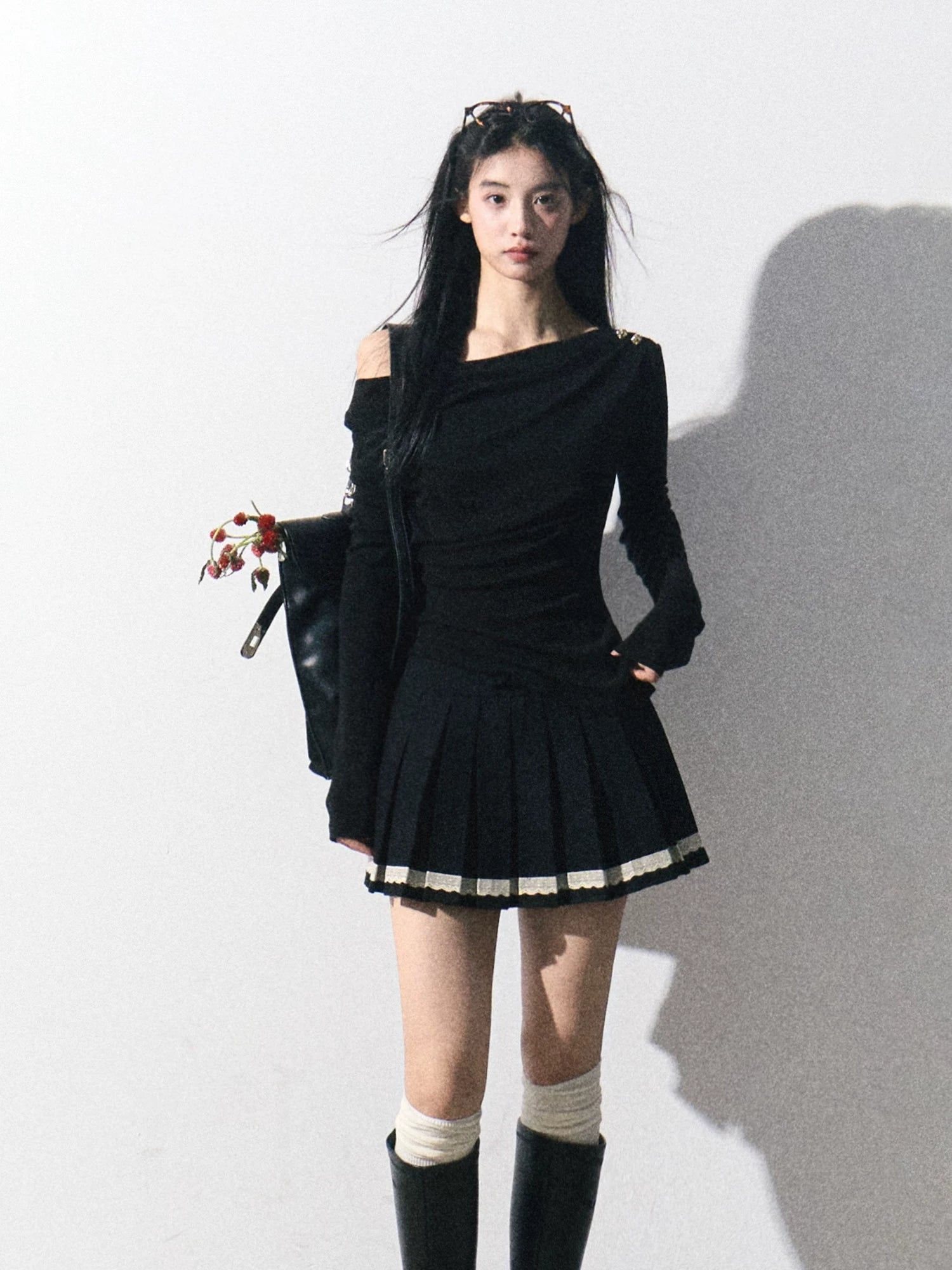 One-Shoulder Waist-Defining Knit Base Layer