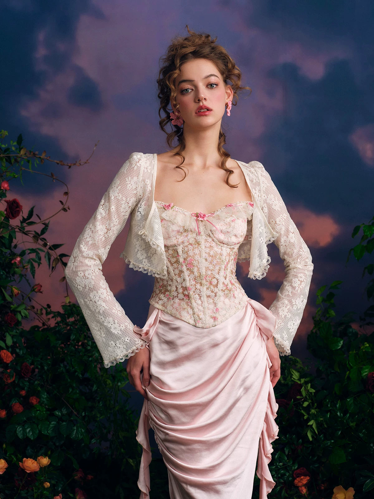 French Couture Lace Bustier & Skirt Set