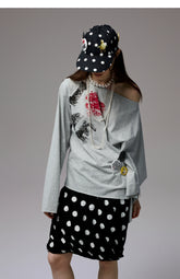 Asymmetric Letter Print Sweatshirt - CHINASQUAD