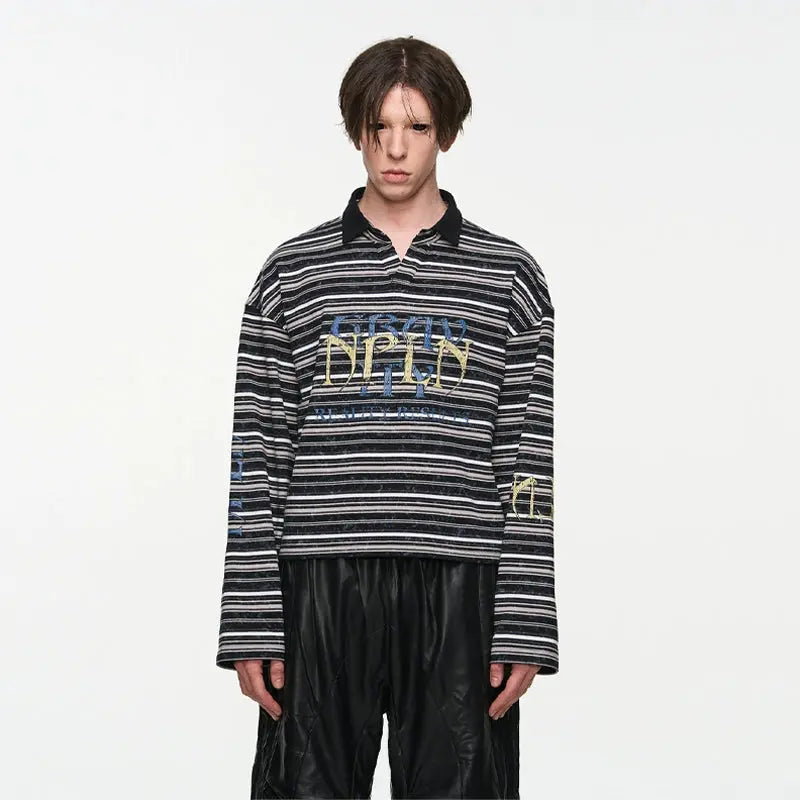 Washed Stripe Polo Shirt - CHINASQUAD