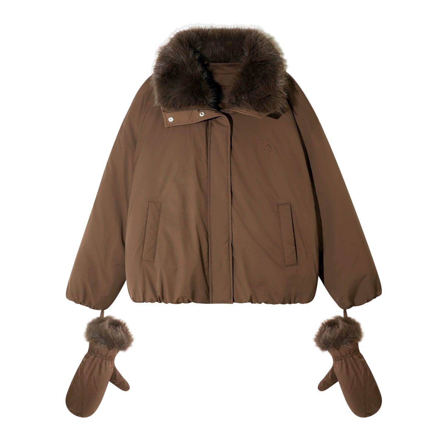 Fur-Collar Short Down Puffer Jacket