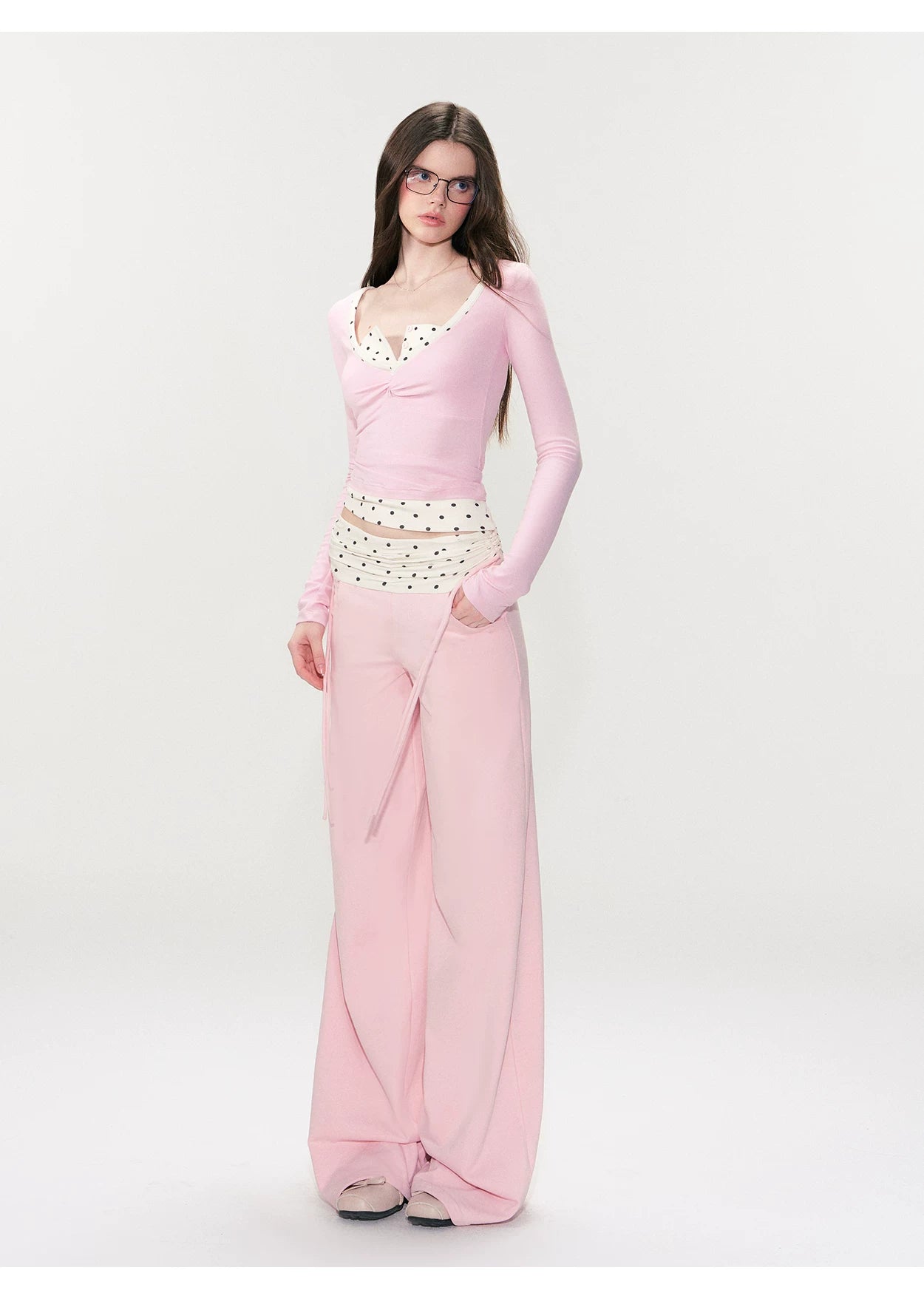 Drawstring Waist Straight-Leg Pants