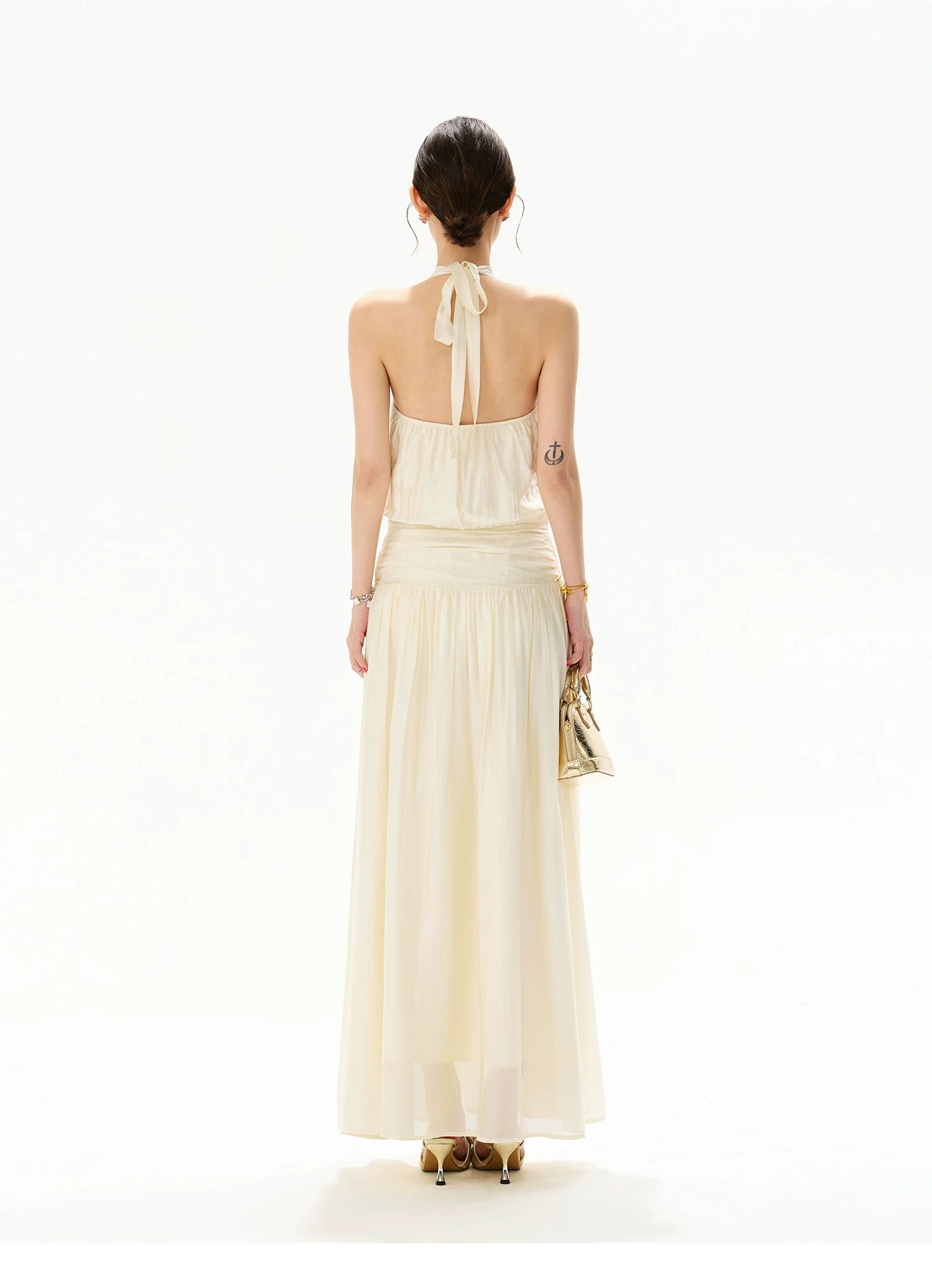 Floral Halterneck Draped Maxi Dress