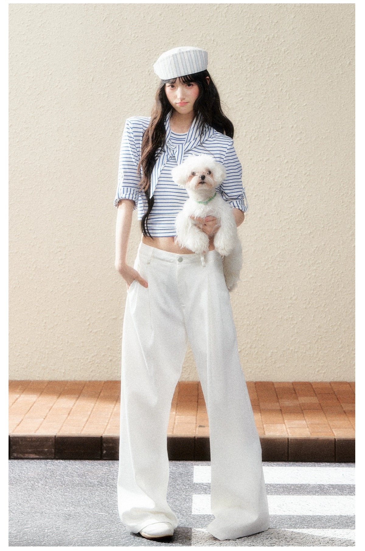 Dual-Tone Striped Knit Cropped T-Shirt - CHINASQUAD