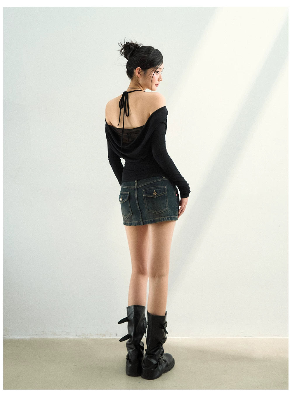 Reversible Draped Mesh Blouse