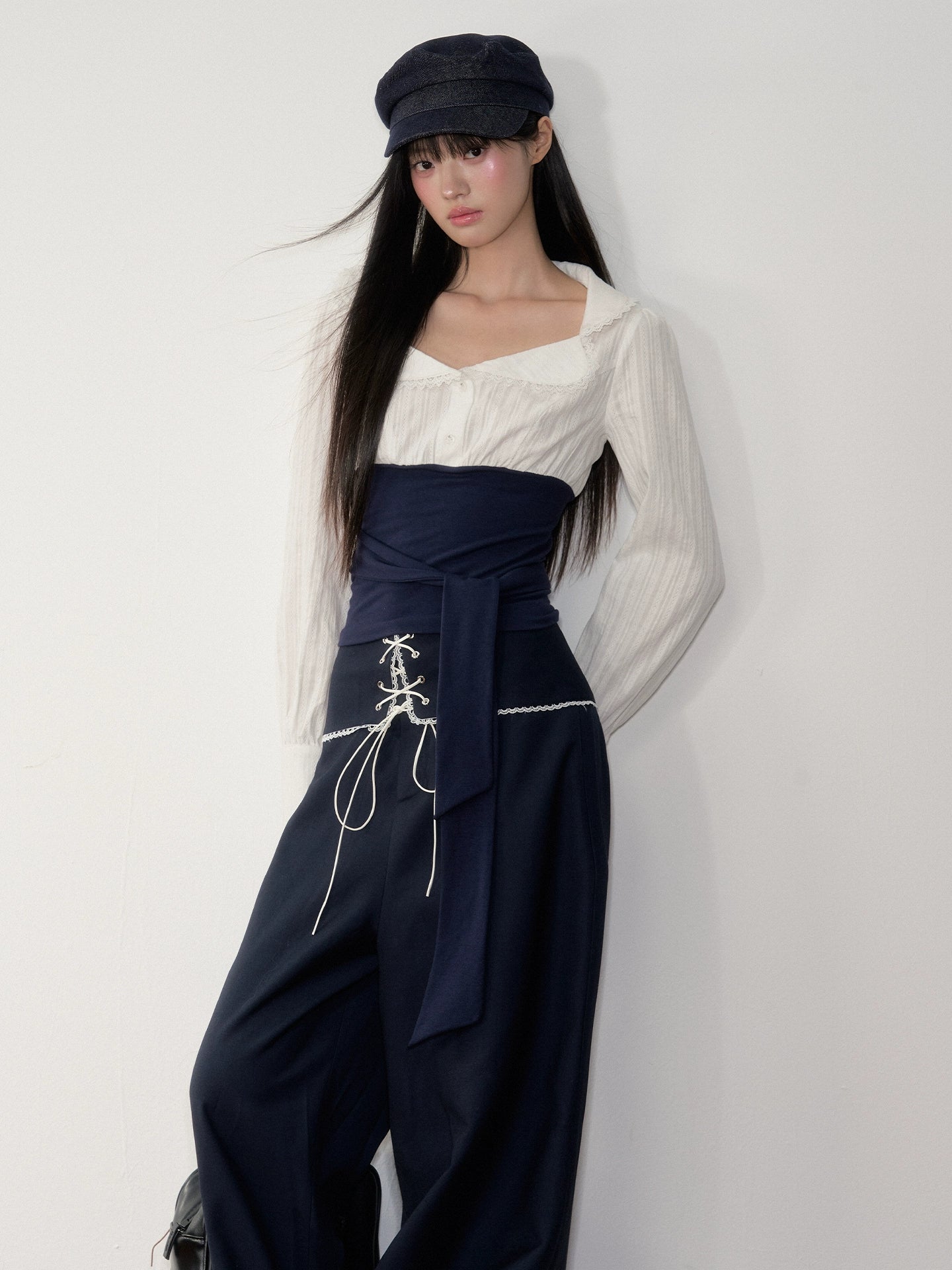 Navy Color-Blocking Shirt & Pants Set - CHINASQUAD