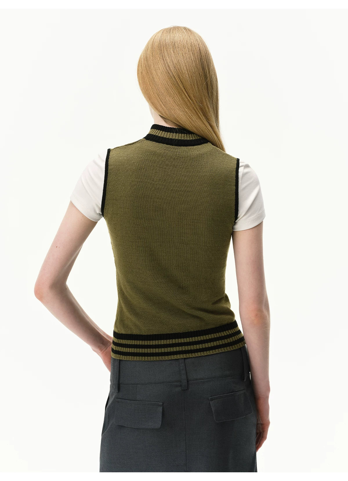 Linen-Blend Mock Neck Knit Tank