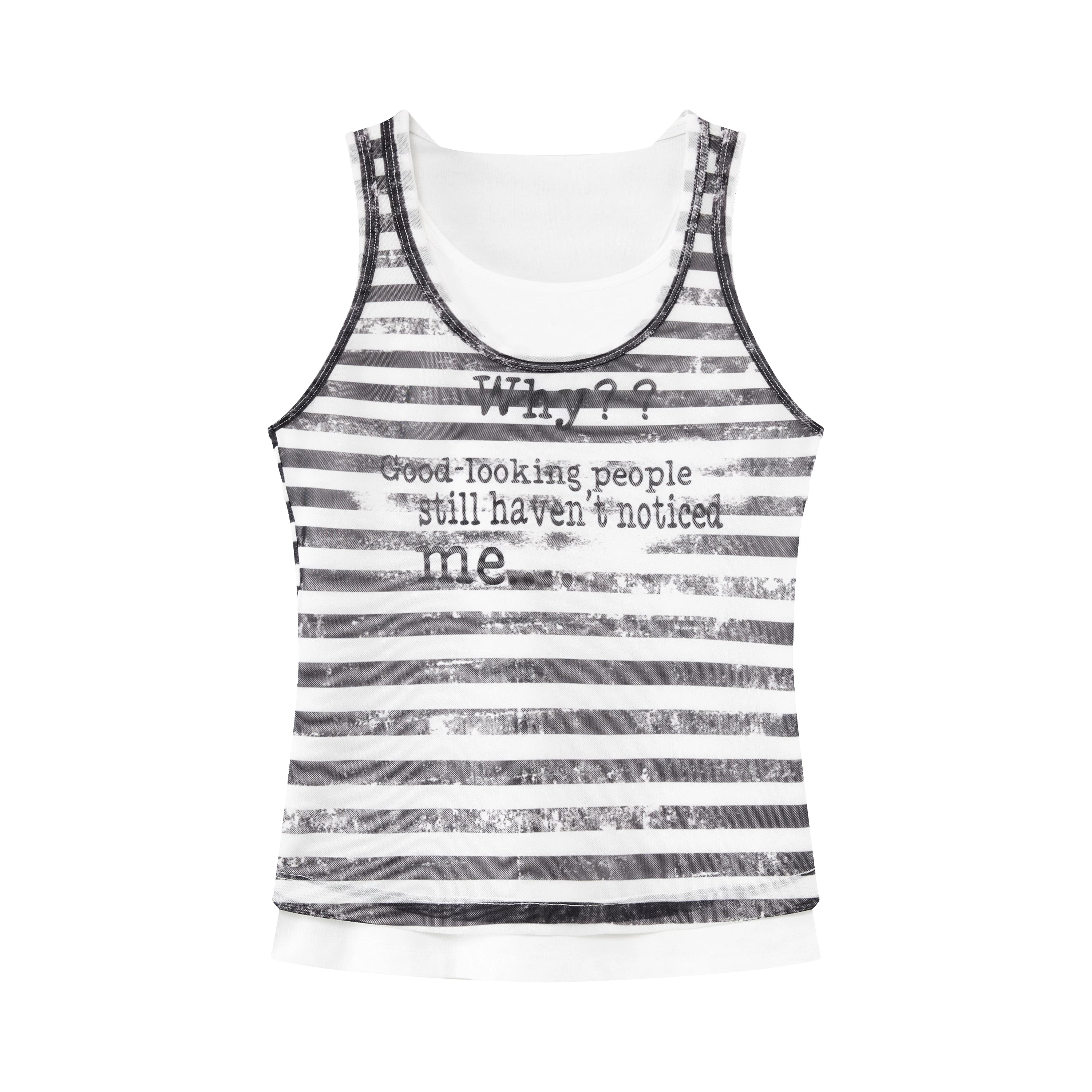 Layered Stripe Logo Tank Top
