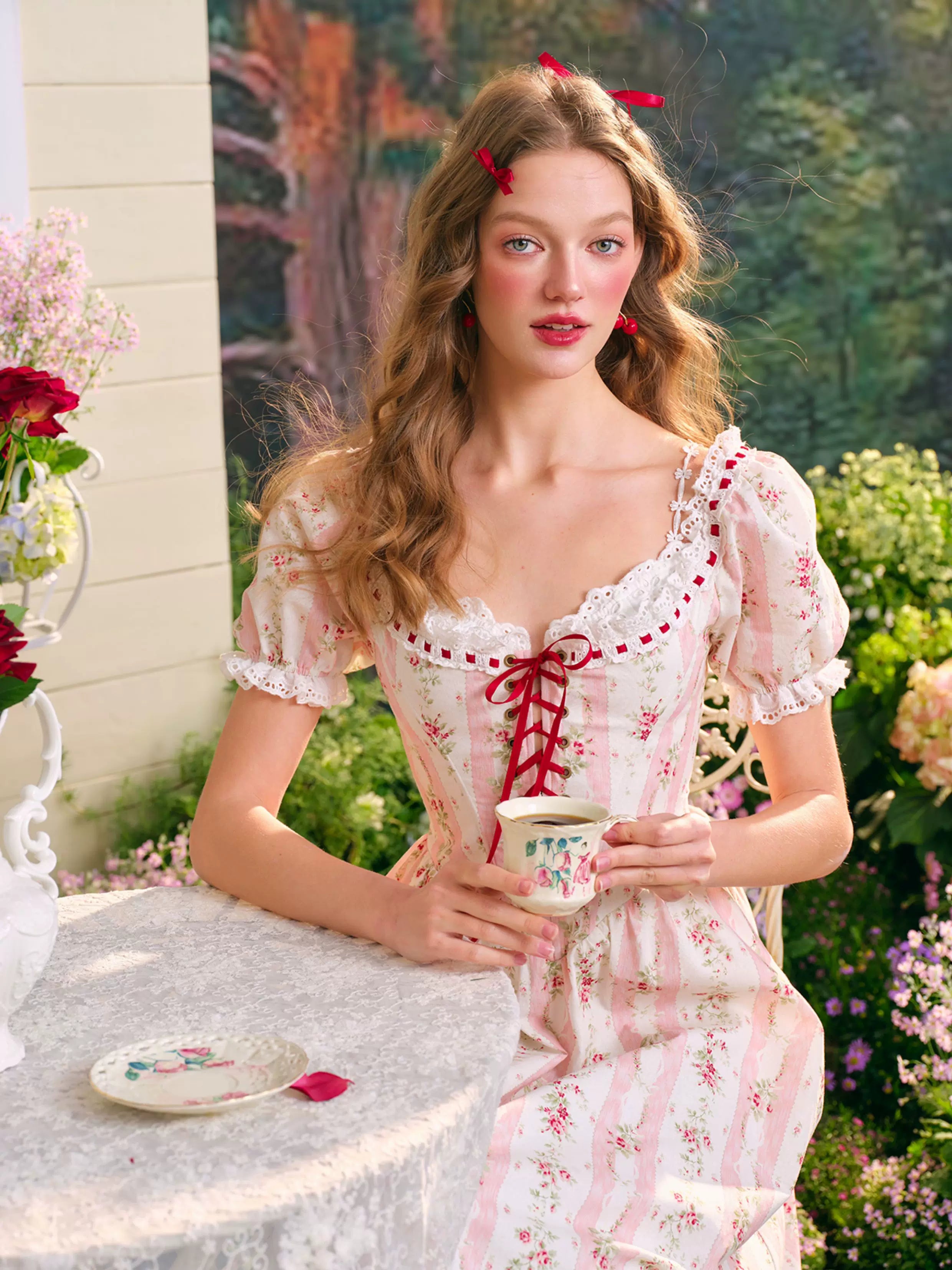 Audrey Garden Corset Floral Maxi Dress