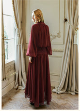 Milena Chiffon Lace Lantern Sleeve Midi Dresse - CHINASQUAD