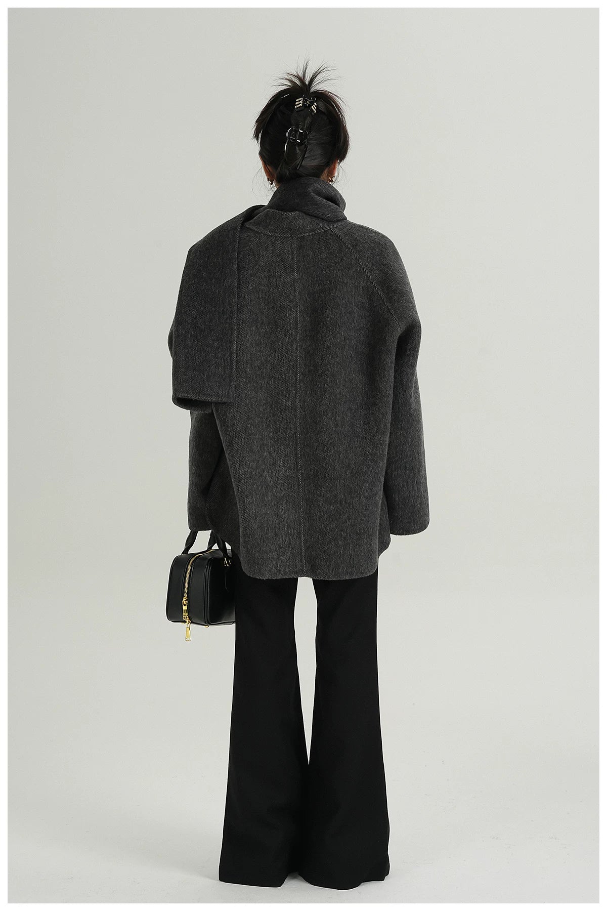 Scarf-Detail Cropped Wool Jacket