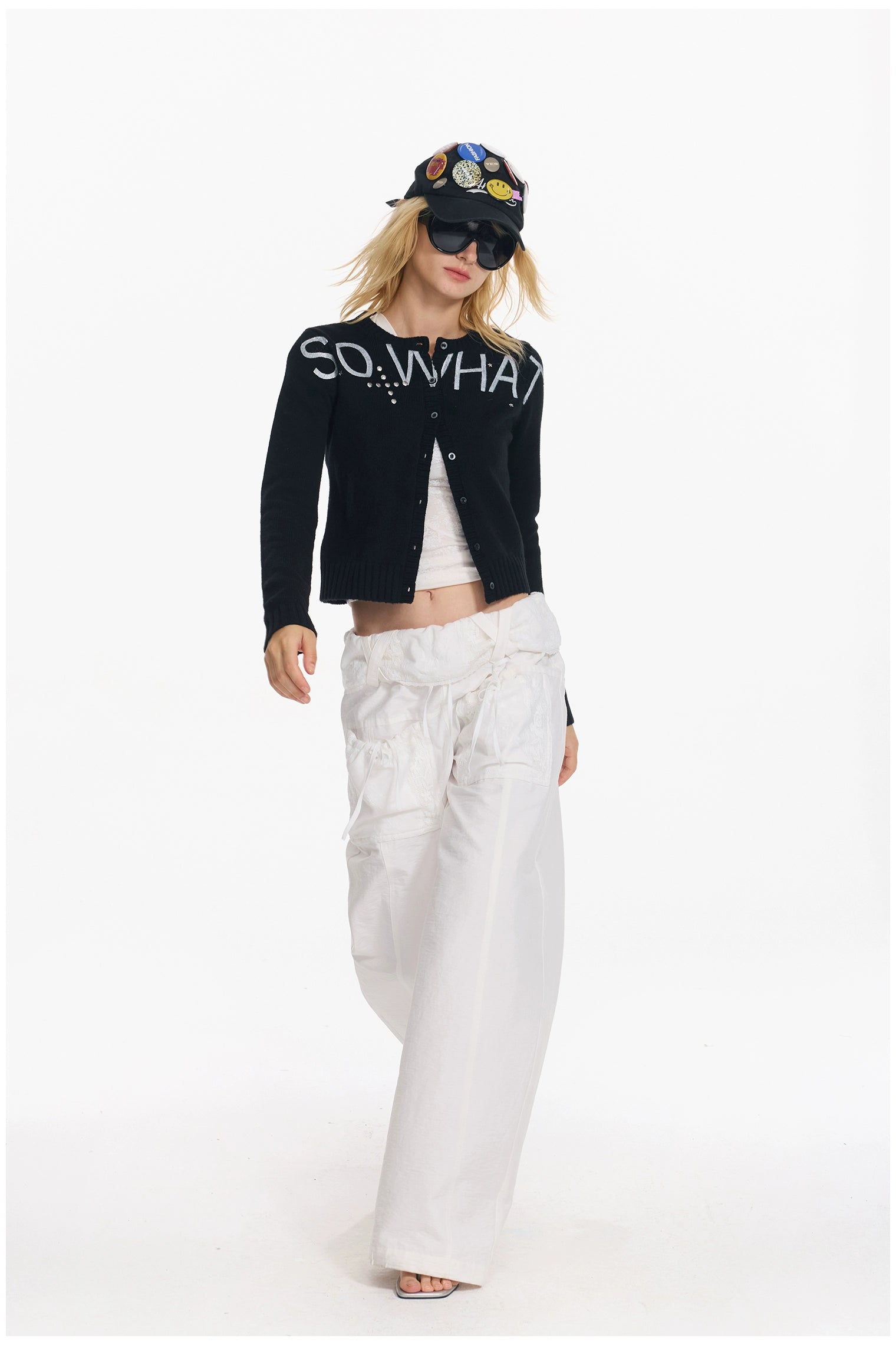 Soft Wool Punk Letter Knit Cardigan