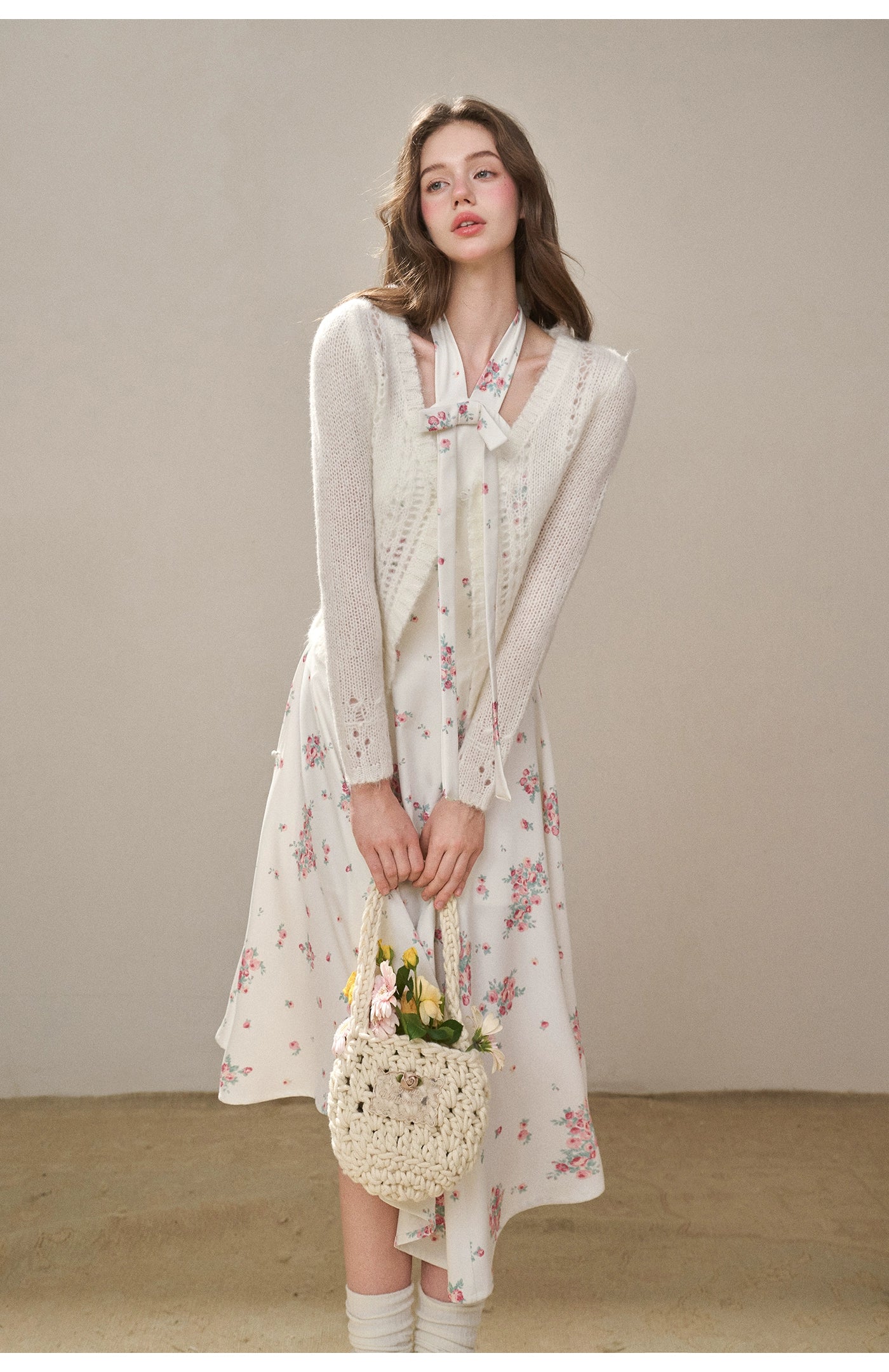 Rose Pleats Halter Midi Dress - CHINASQUAD