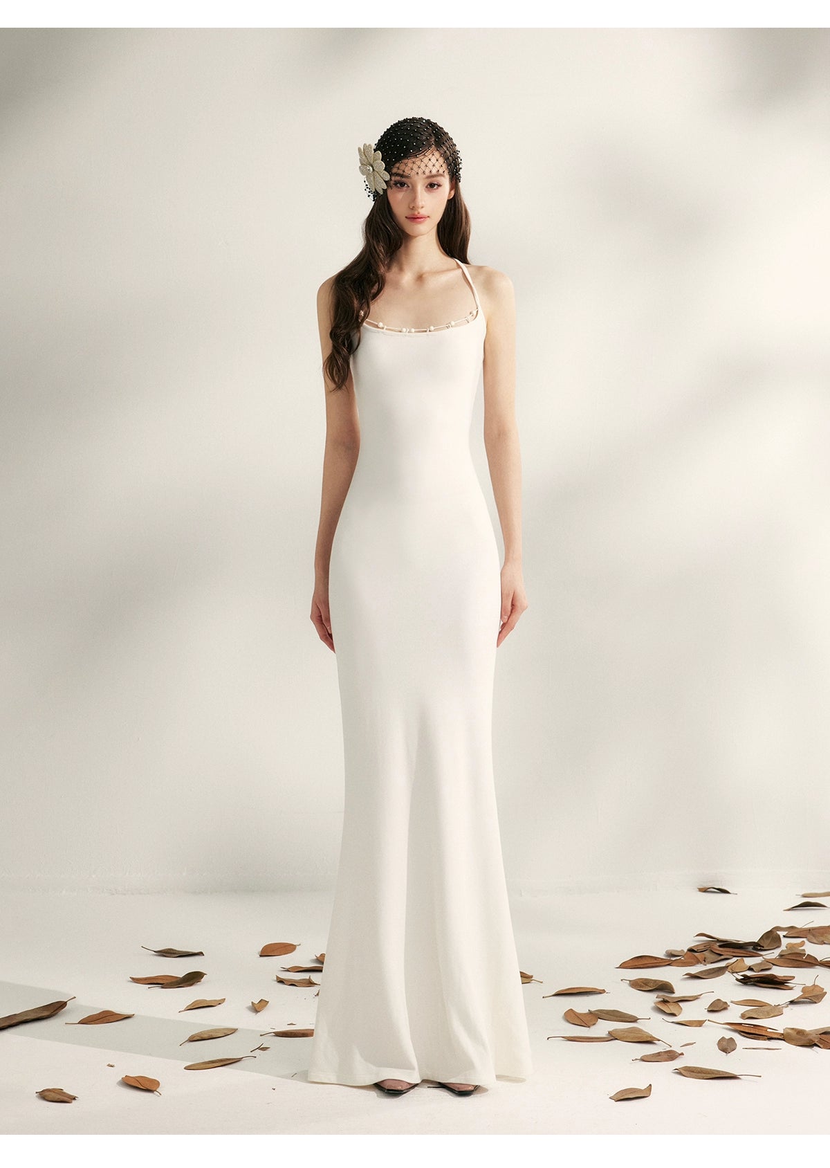 Jasmine Beaded Halter Knit Mermaid Dress