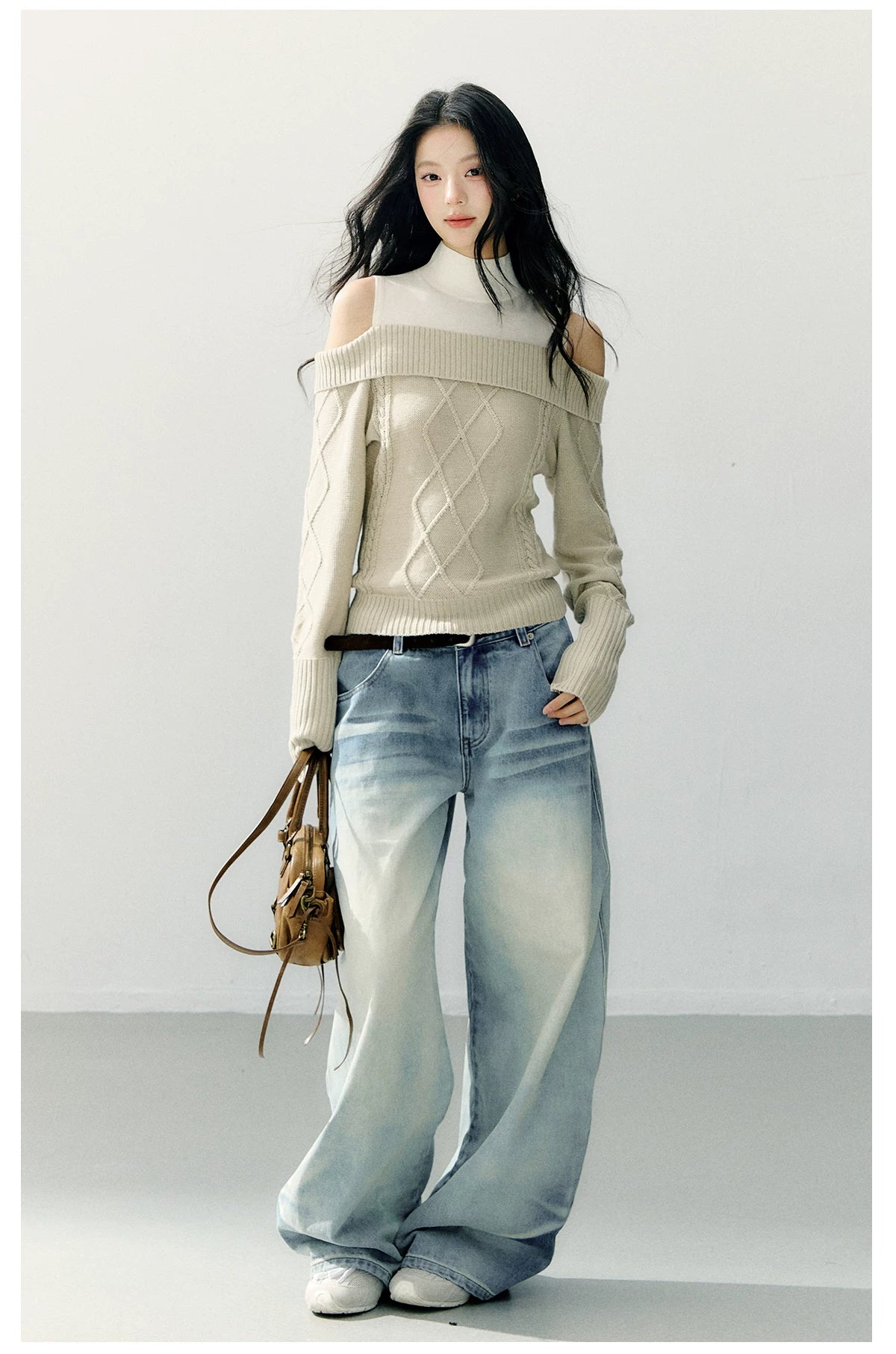 Vintage Blue Washed Wide-Leg Jeans