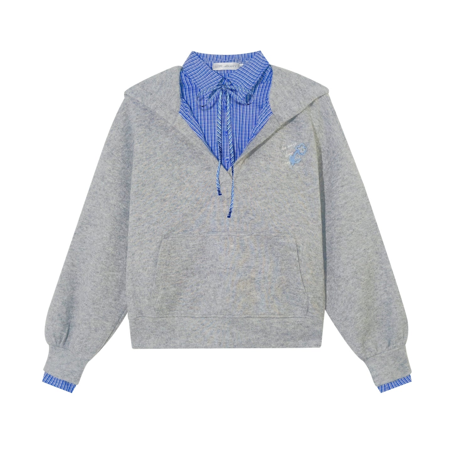 Three-Piece Set Plaid Patchwork Layered Sweatshirt & Bottom Set - CHINASQUAD