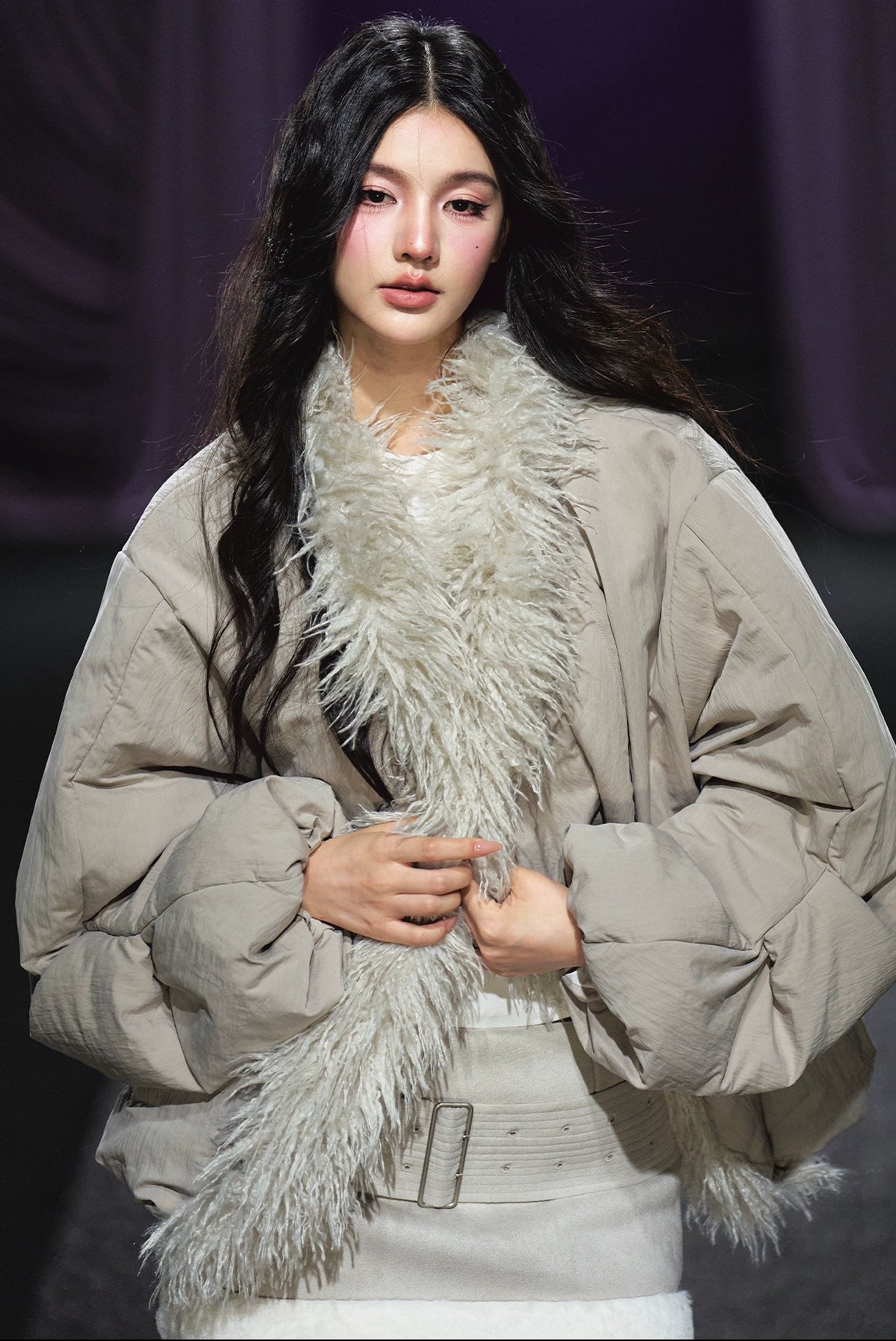 Plush-Collar Padded Cotton Coat - CHINASQUAD