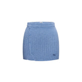 Iris Blue Knitted Off-Shoulder Sweater - CHINASQUAD