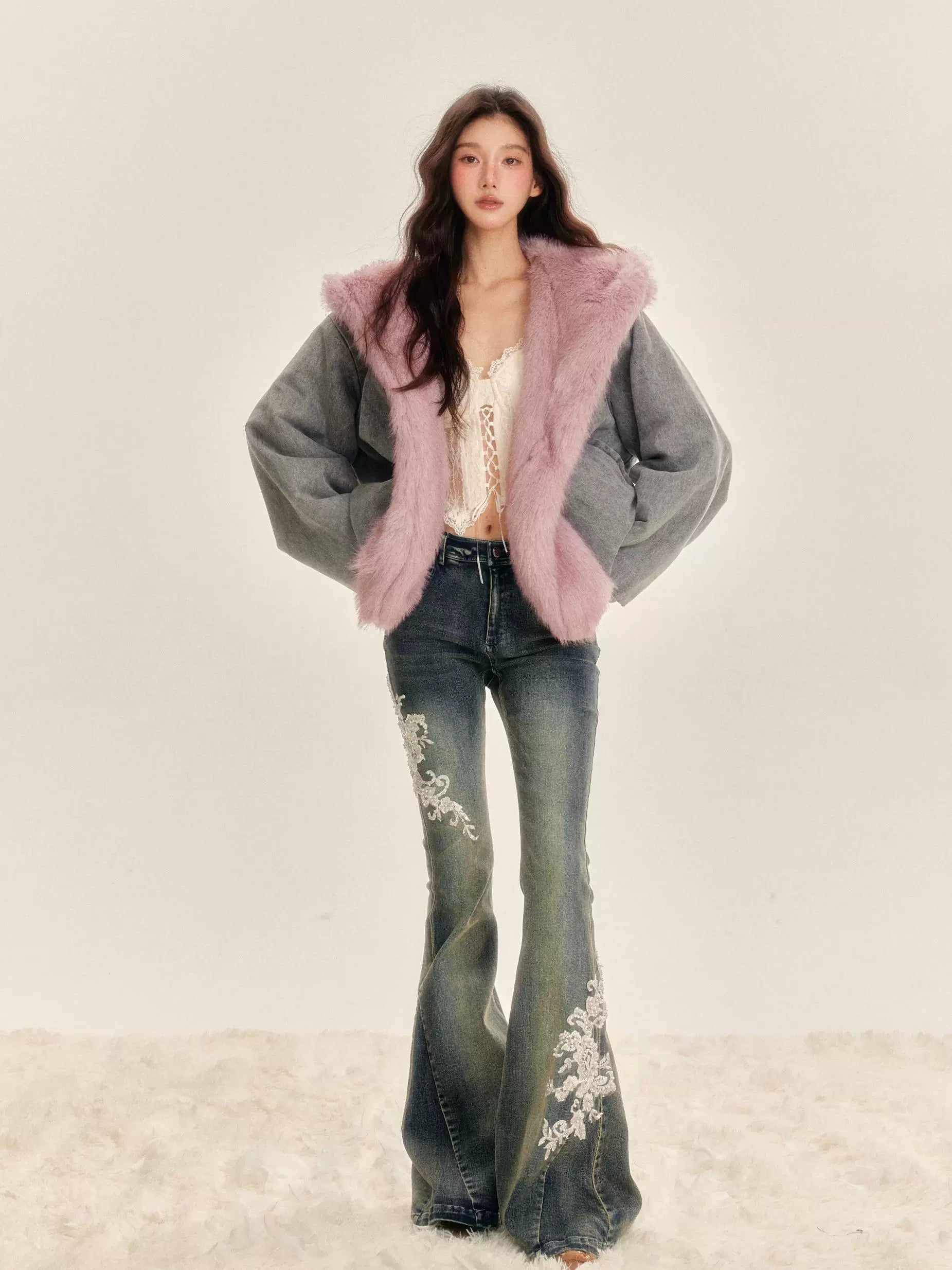 Reversible Eco-Faux Fur Denim Jacket