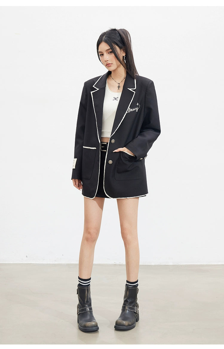 Contrast Fringe Blazer