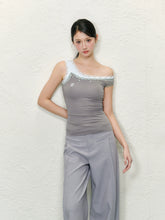 Color-block Lace Irregular Backless Vest - CHINASQUAD