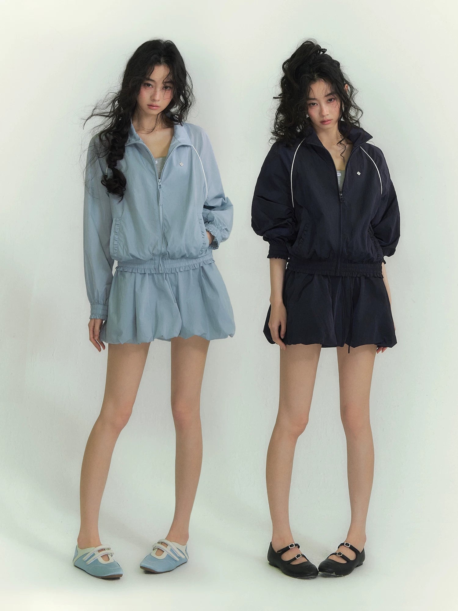 Floral Patchwork Casual Jacket & Bubble Dress Set
