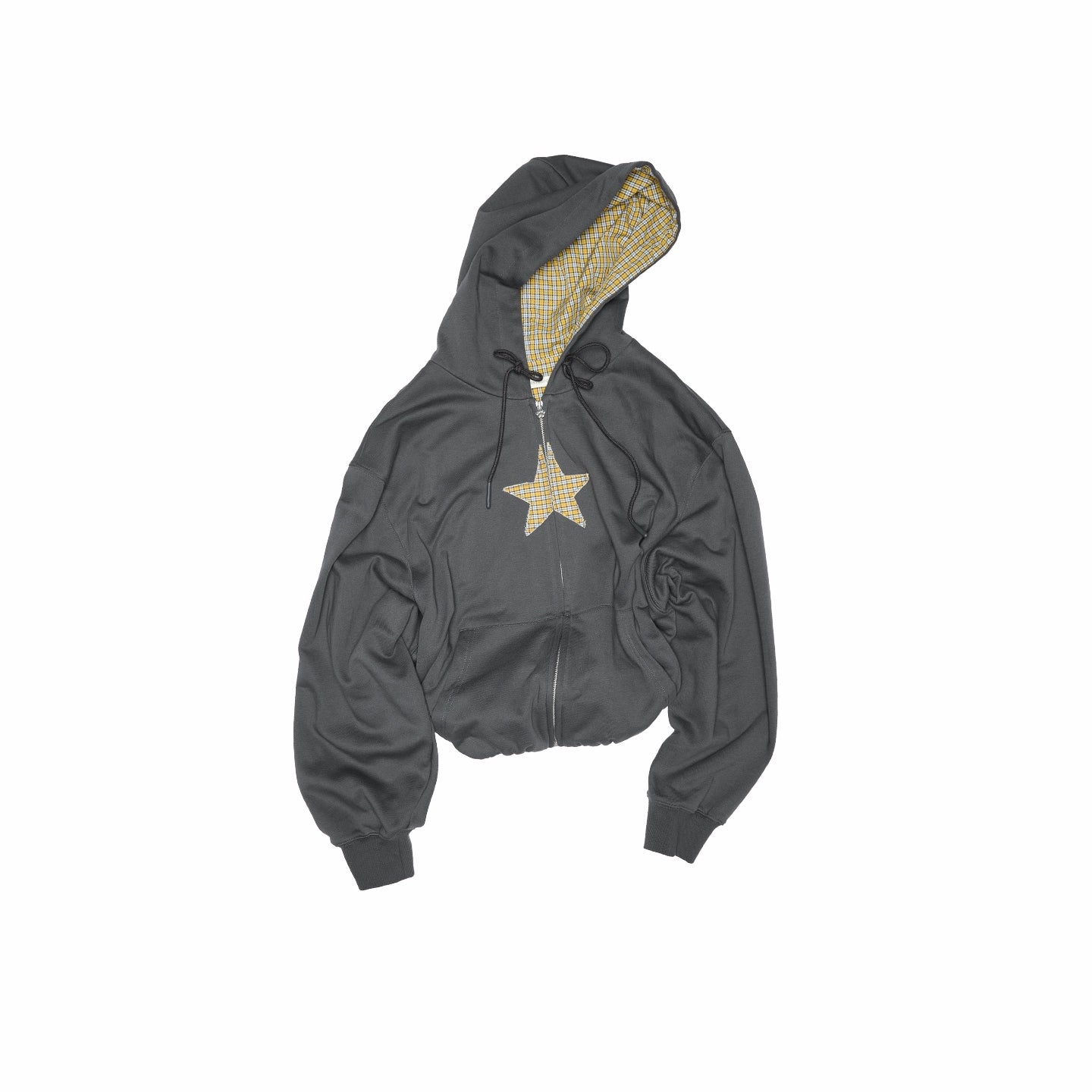 Star Patch Oversized Zip-up Hoodie