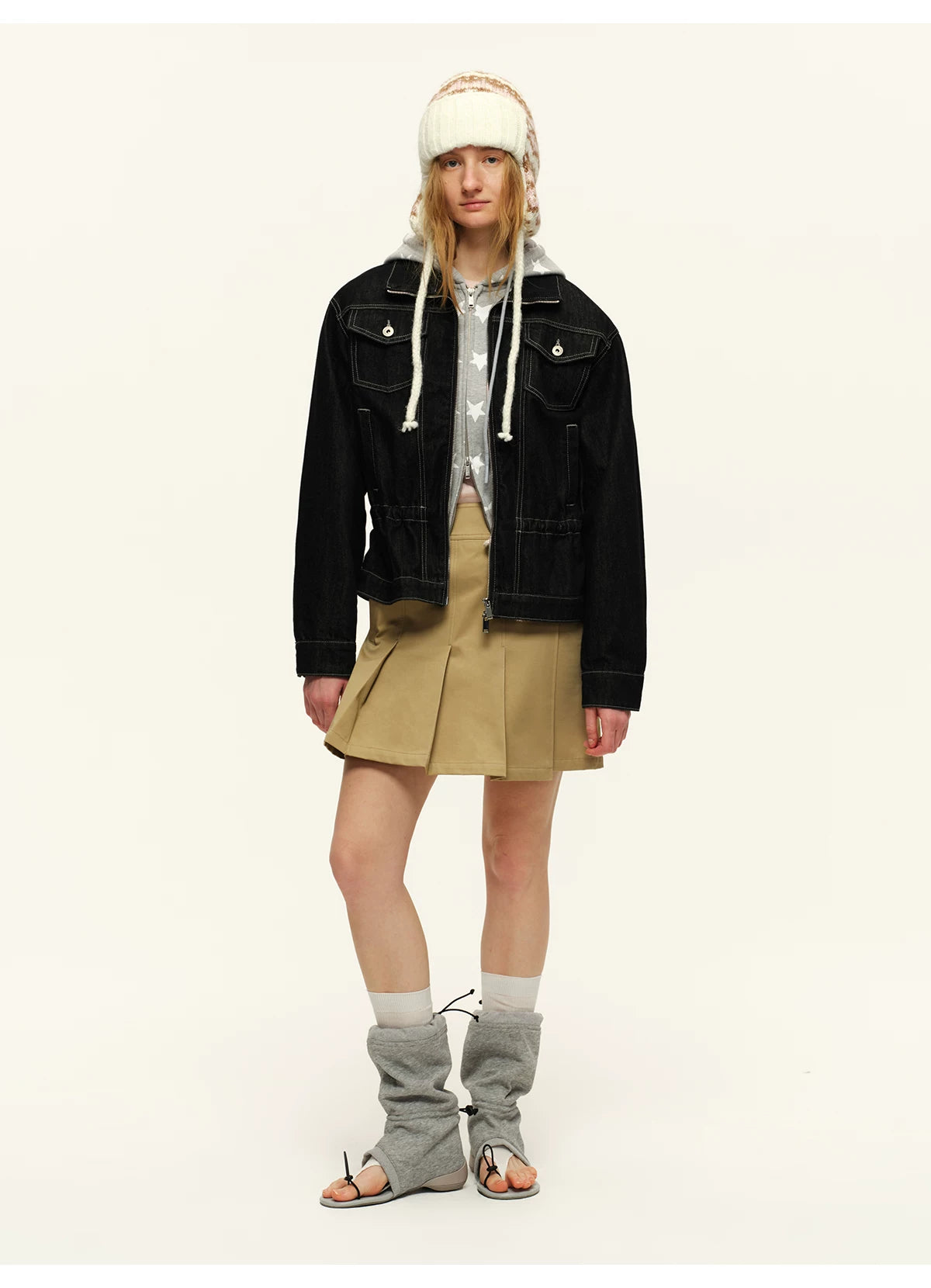 Cotton Stand-Collar Hooded Jacket