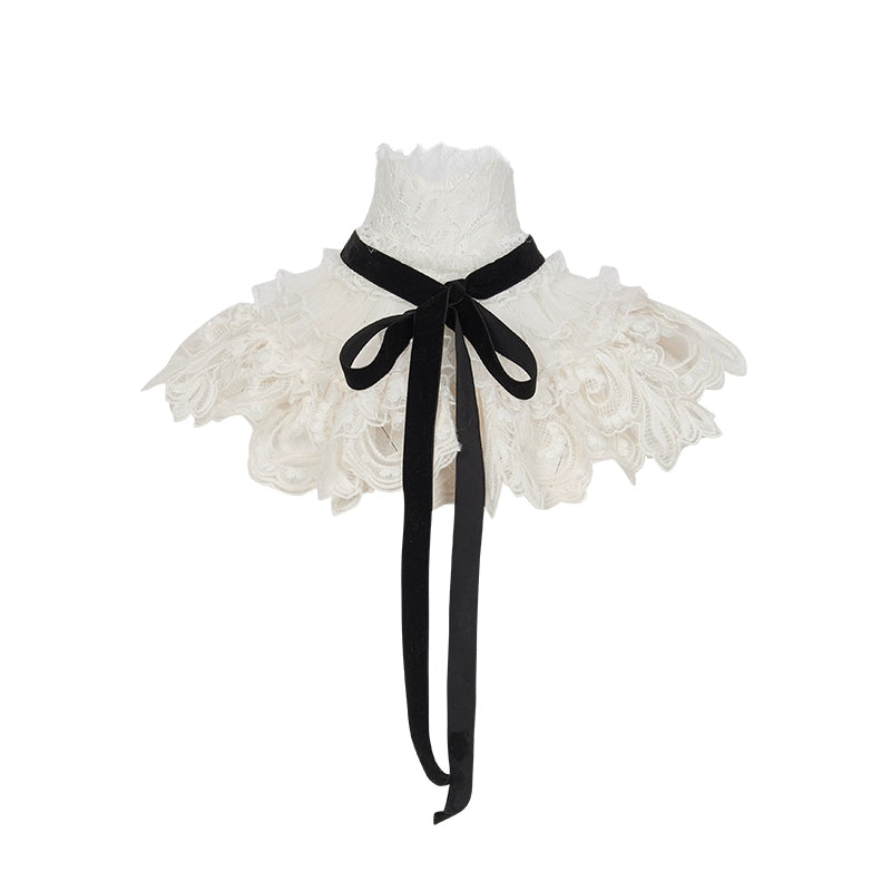 Mirage Vintage Lace-Collar Blazer & Flared Skirt Set - CHINASQUAD