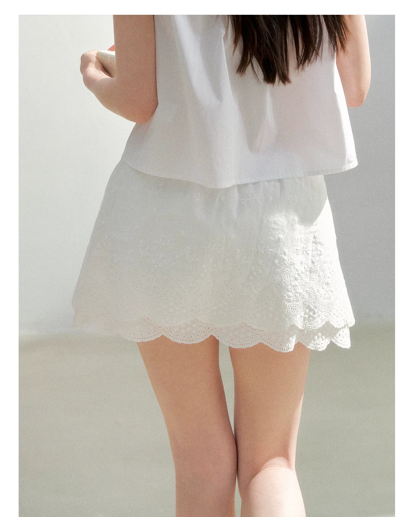 Embroidered High-Waist A-Line Skirt