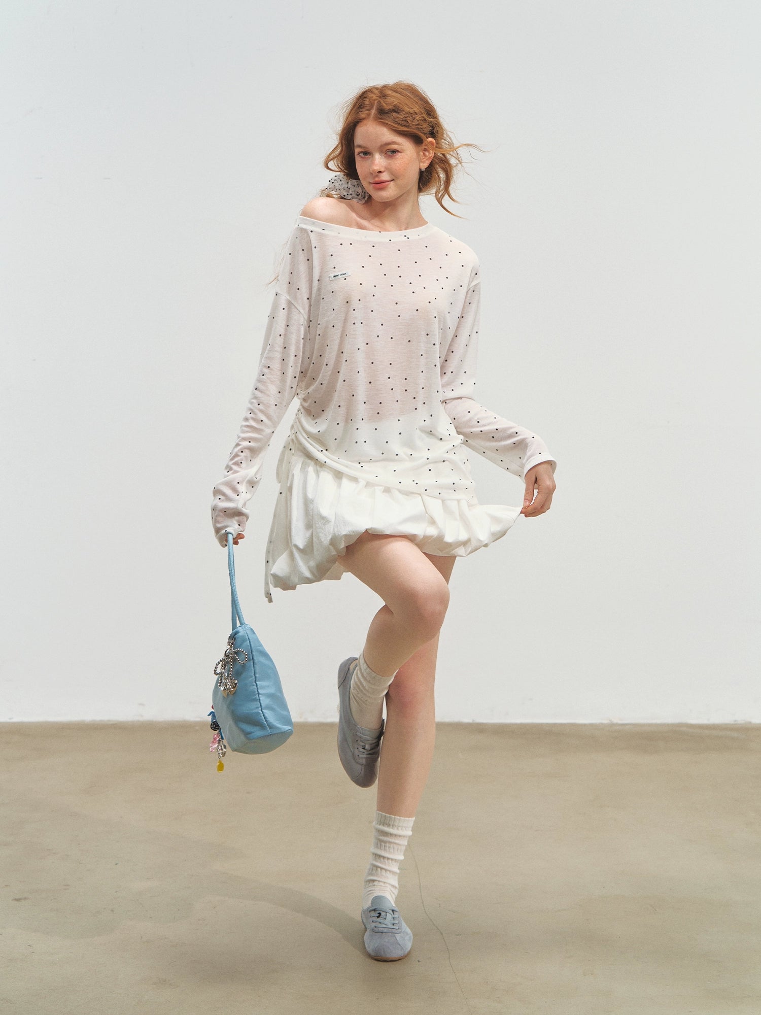 White Ballet-style Puff Midi Skirt - CHINASQUAD
