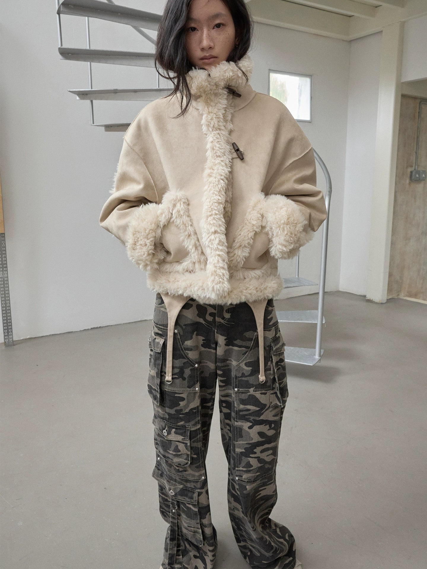 Shearling Reversible Suede Short Jacket