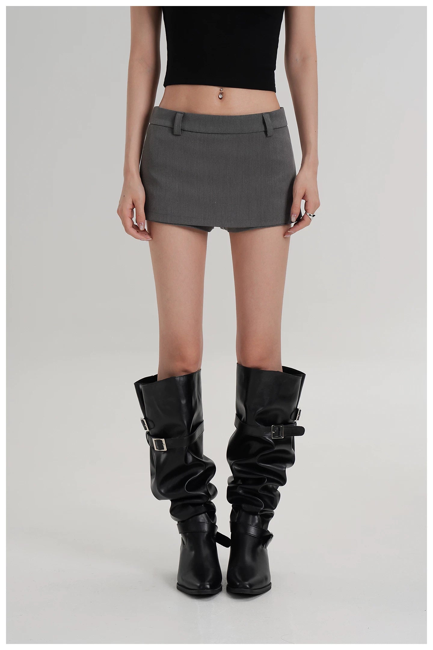 Minimalist Side-Zip Skort Mini Skirt