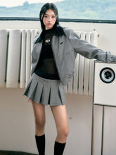 Silhouette Flight Jacket with Plaid Skirt Set - CHINASQUAD