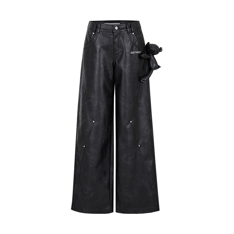 Faux Leather Straight-Leg Pants