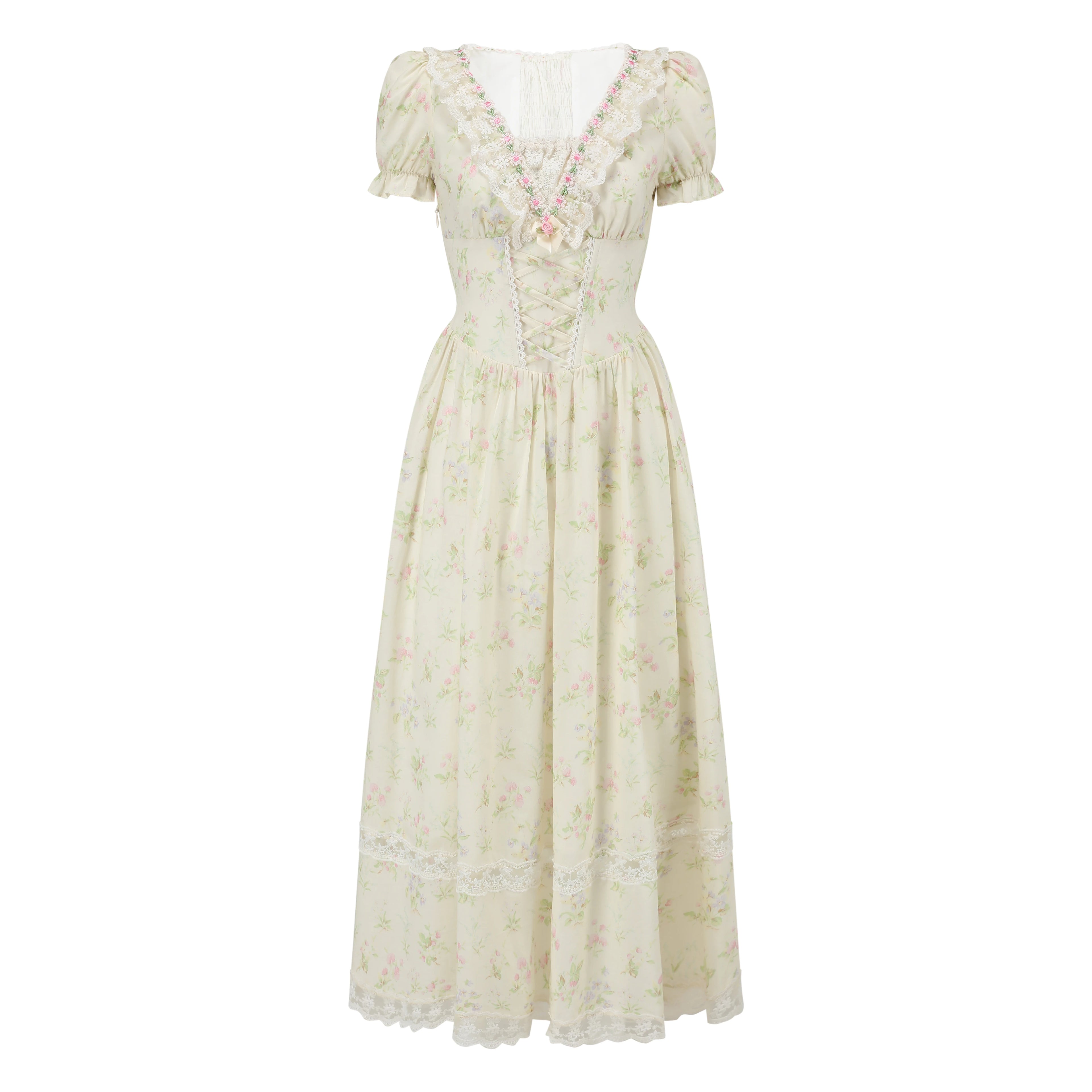 Garden Tea Party Corset Floral Maxi Dress