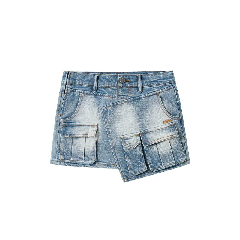 Ranch-Style Layered Denim Mini Skirt