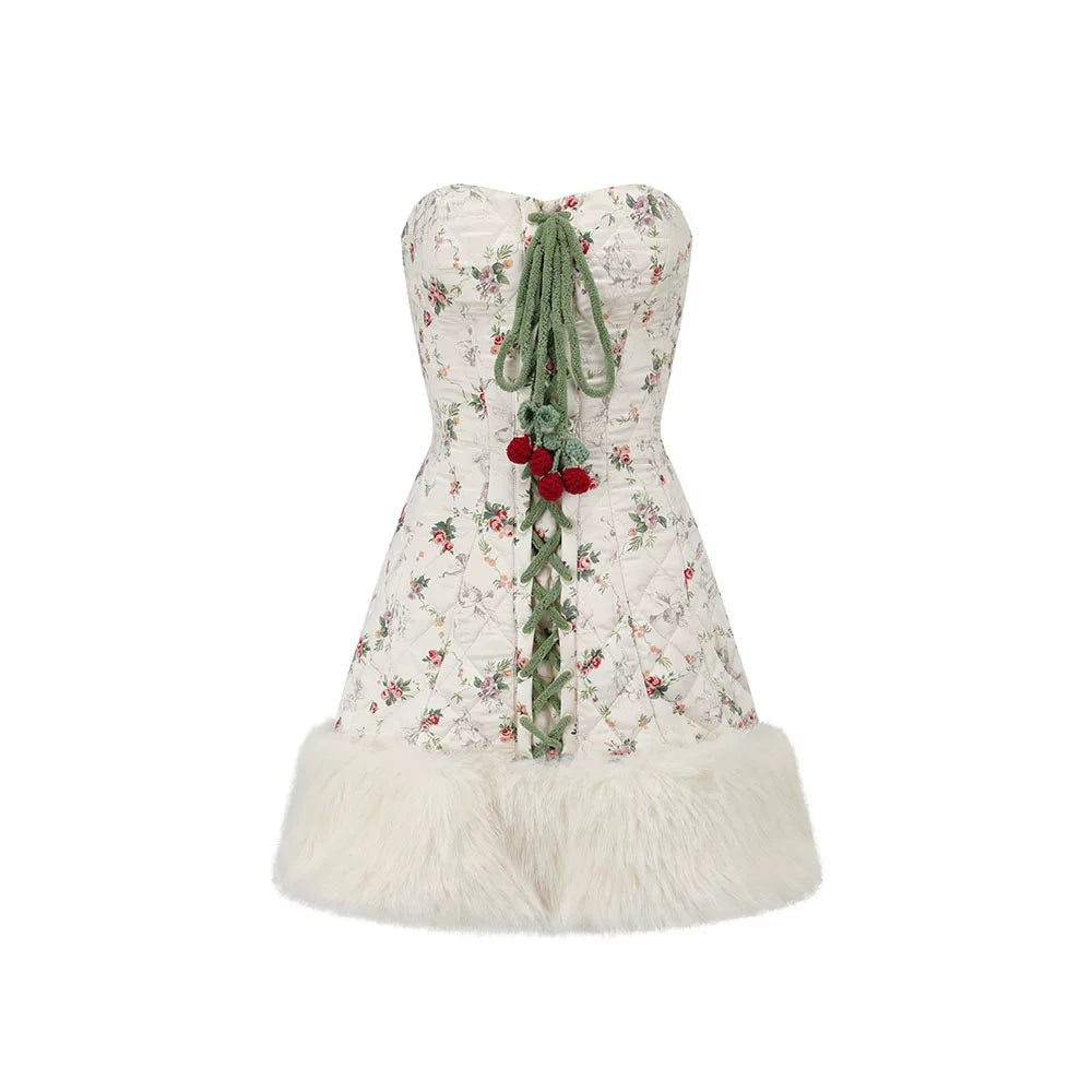 French Playful Quilted Down Dress & Jacket Set